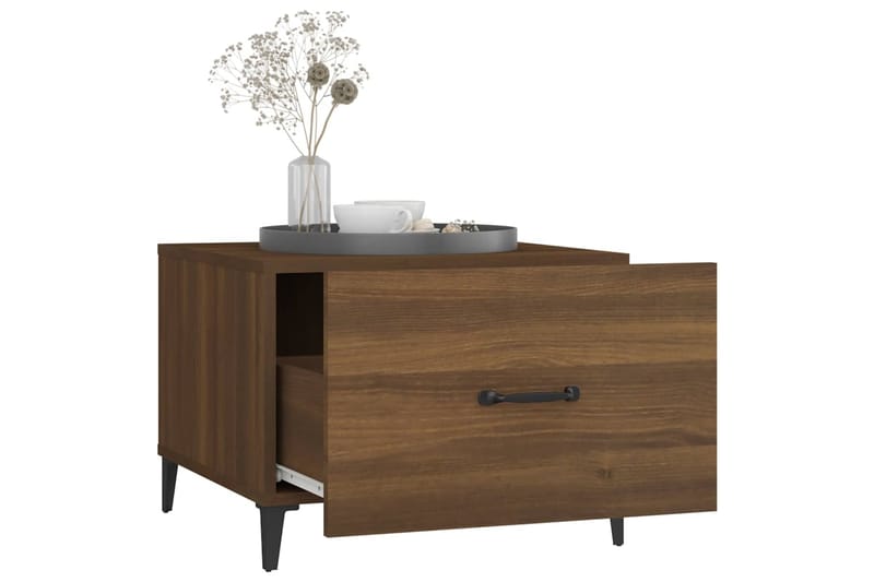 beBasic Sohvapöydät metallijaloilla 2 kpl ruskea tammi 50x50x40 cm - Ruskea - Huonekalut - Pöytä & ruokailuryhmä - Apupöytä & sivupöytä - Lamppupöytä