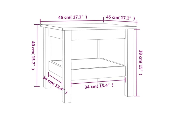 beBasic Sohvapöytä 45x45x40 cm täysi mänty - Ruskea - Lamppupöytä - Tarjotinpöytä & pikkupöytä