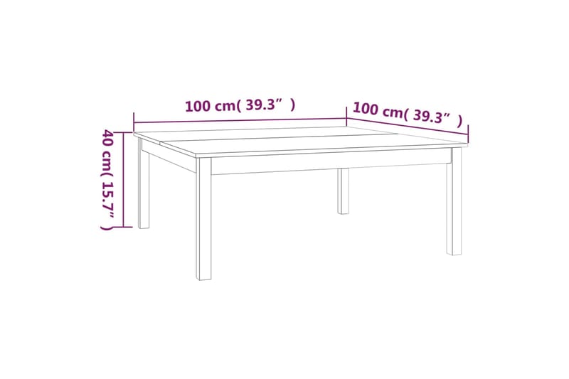beBasic Sohvapöytä harmaa 100x100x40 cm täysi mänty - Harmaa - Huonekalut - Pöytä & ruokailuryhmä - Apupöytä & sivupöytä - Lamppupöytä