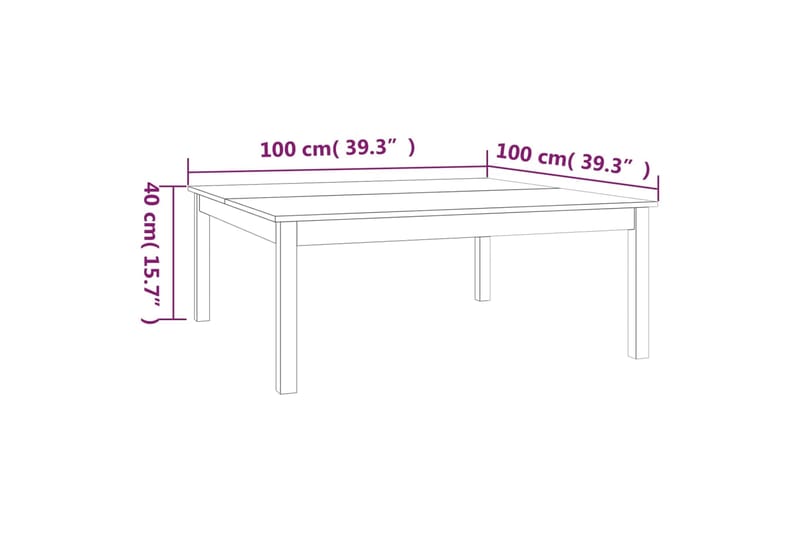 beBasic Sohvapöytä harmaa 100x100x40 cm täysi mänty - Harmaa - Lamppupöytä - Tarjotinpöytä & pikkupöytä