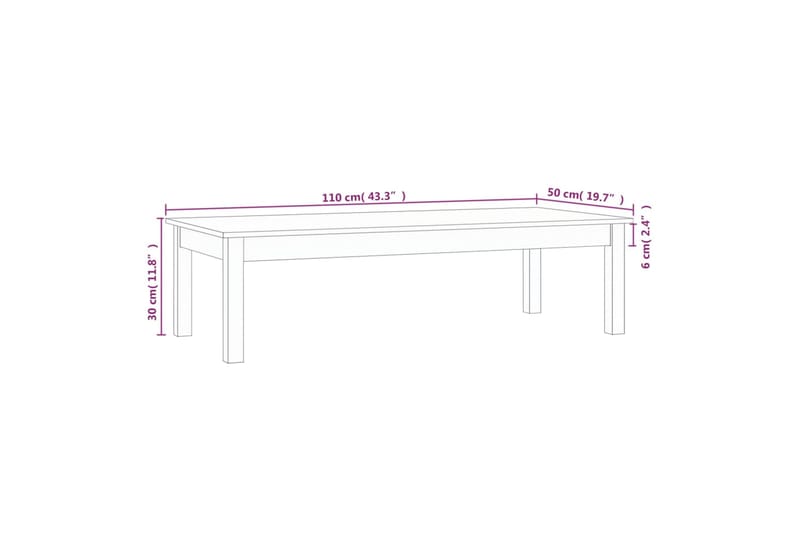 beBasic Sohvapöytä harmaa 110x50x30 cm täysi mänty - Harmaa - Huonekalut - Pöytä & ruokailuryhmä - Apupöytä & sivupöytä - Lamppupöytä