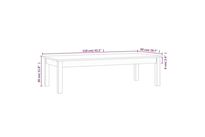 beBasic Sohvapöytä harmaa 110x50x30 cm täysi mänty - Harmaa - Lamppupöytä - Tarjotinpöytä & pikkupöytä