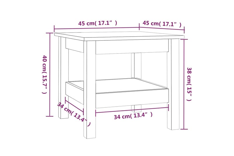 beBasic Sohvapöytä harmaa 45x45x40 cm täysi mänty - Harmaa - Huonekalut - Pöytä & ruokailuryhmä - Apupöytä & sivupöytä - Lamppupöytä