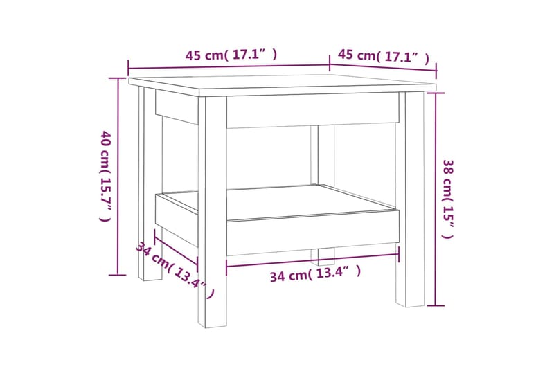 beBasic Sohvapöytä harmaa 45x45x40 cm täysi mänty - Harmaa - Lamppupöytä - Tarjotinpöytä & pikkupöytä