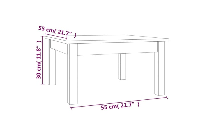 beBasic Sohvapöytä harmaa 55x55x30 cm täysi mänty - Harmaa - Lamppupöytä - Tarjotinpöytä & pikkupöytä