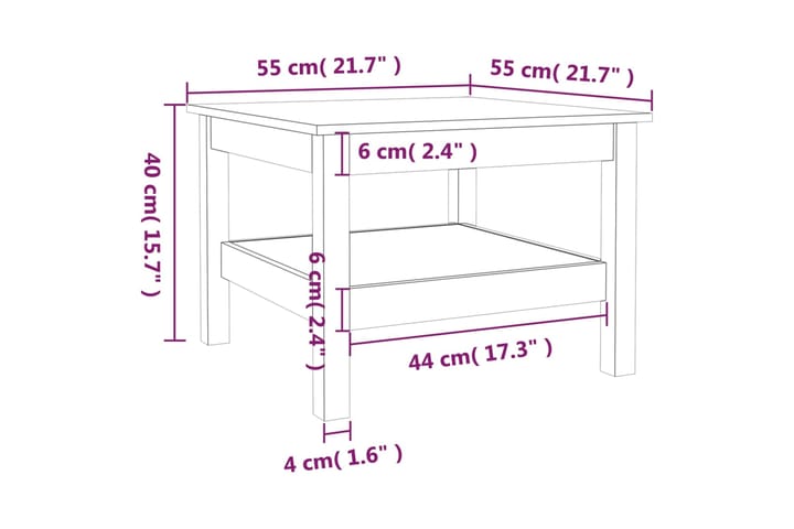 beBasic Sohvapöytä harmaa 55x55x40 cm täysi mänty - Harmaa - Lamppupöytä - Tarjotinpöytä & pikkupöytä