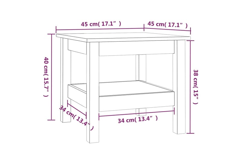 beBasic Sohvapöytä hunajanruskea 45x45x40 cm täysi mänty - Ruskea - Huonekalut - Pöytä & ruokailuryhmä - Apupöytä & sivupöytä - Lamppupöytä