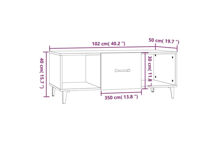 beBasic Sohvapöytä korkeakiilto valkoinen 102x50x40 cm tekninen puu - Valkoinen - Lamppupöytä - Tarjotinpöytä & pikkupöytä