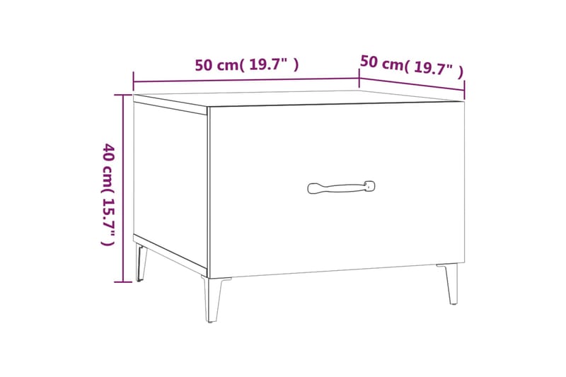 beBasic Sohvapöytä metallijaloilla 2 kpl korkeakiilto valk. 50x50x40 cm - Valkoinen - Lamppupöytä - Tarjotinpöytä & pikkupöytä