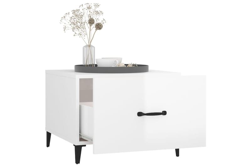 beBasic Sohvapöytä metallijaloilla 2 kpl korkeakiilto valk. 50x50x40 cm - Valkoinen - Huonekalut - Pöytä & ruokailuryhmä - Apupöytä & sivupöytä - Lamppupöytä