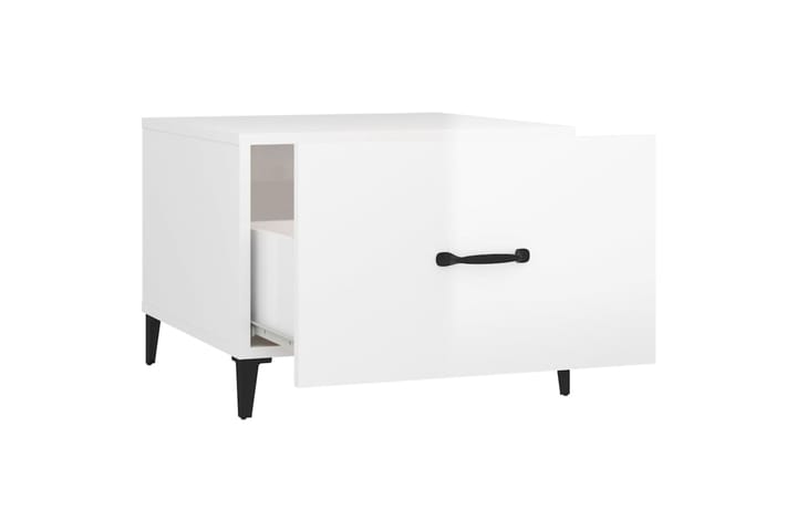 beBasic Sohvapöytä metallijaloilla 2 kpl korkeakiilto valk. 50x50x40 cm - Valkoinen - Lamppupöytä - Tarjotinpöytä & pikkupöytä