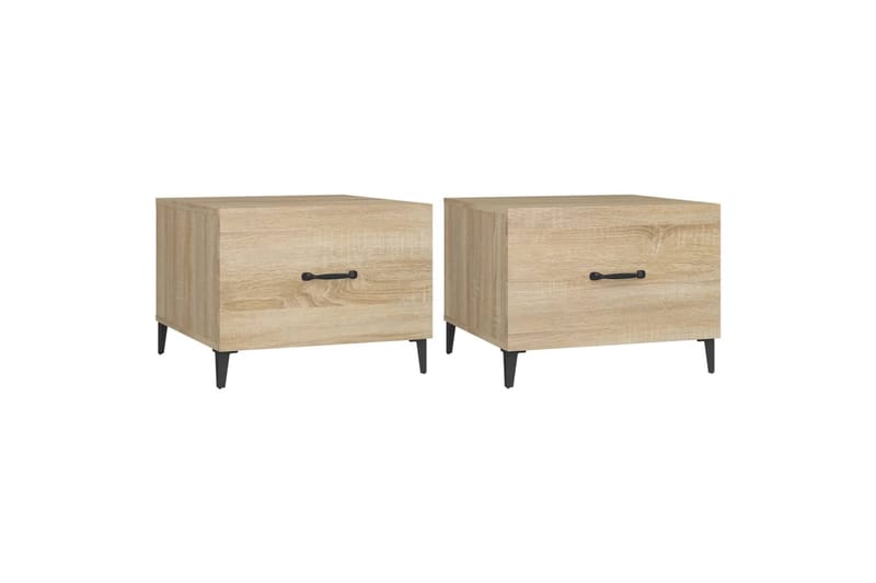 beBasic Sohvapöytä metallijaloilla 2 kpl Sonoma-tammi 50x50x40 cm - Ruskea - Huonekalut - Pöytä & ruokailuryhmä - Apupöytä & sivupöytä - Lamppupöytä
