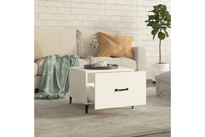beBasic Sohvapöytä metallijaloilla 2 kpl valkoinen 50x50x40 cm - Valkoinen - Huonekalut - Pöytä & ruokailuryhmä - Apupöytä & sivupöytä - Lamppupöytä