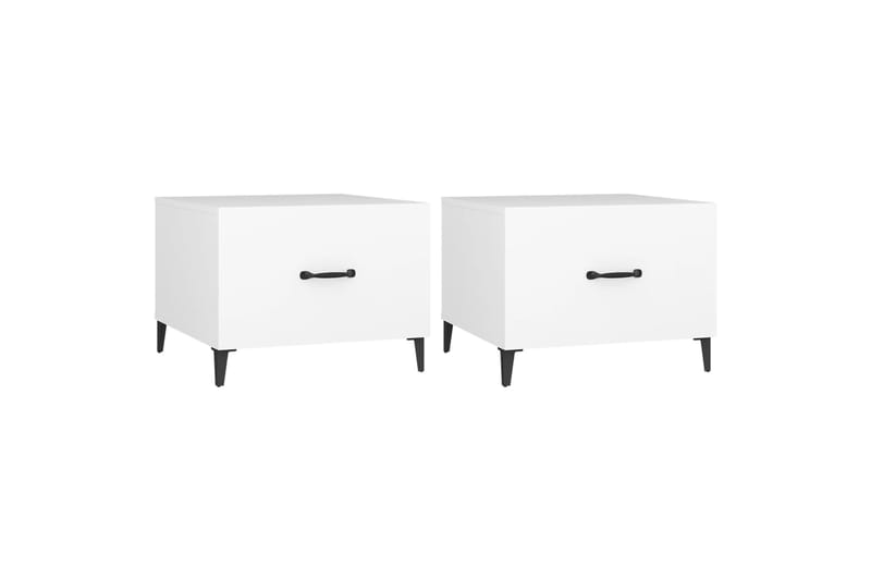 beBasic Sohvapöytä metallijaloilla 2 kpl valkoinen 50x50x40 cm - Valkoinen - Huonekalut - Pöytä & ruokailuryhmä - Apupöytä & sivupöytä - Lamppupöytä