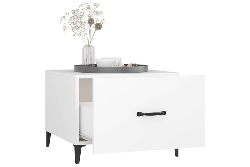 beBasic Sohvapöytä metallijaloilla 2 kpl valkoinen 50x50x40 cm - Valkoinen - Huonekalut - Pöytä & ruokailuryhmä - Apupöytä & sivupöytä - Lamppupöytä