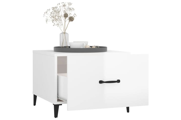 beBasic Sohvapöytä metallijaloilla korkeakiilto valkoinen 50x50x40 cm - Valkoinen - Lamppupöytä - Tarjotinpöytä & pikkupöytä