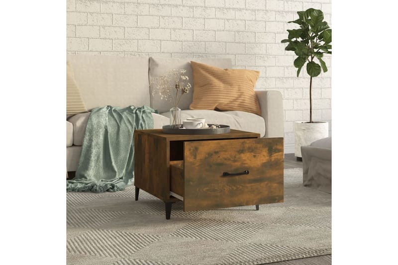 beBasic Sohvapöytä metallijaloilla savutammi 50x50x40 cm - Ruskea - Huonekalut - Pöytä & ruokailuryhmä - Apupöytä & sivupöytä - Lamppupöytä