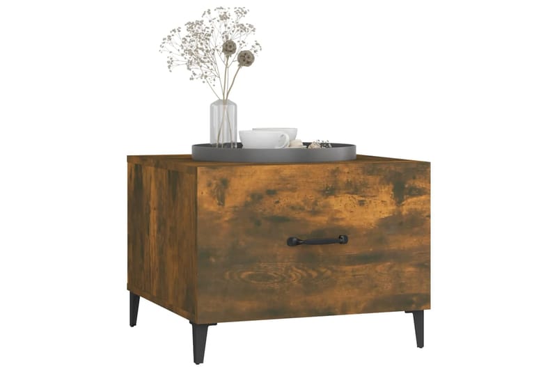 beBasic Sohvapöytä metallijaloilla savutammi 50x50x40 cm - Ruskea - Huonekalut - Pöytä & ruokailuryhmä - Apupöytä & sivupöytä - Lamppupöytä