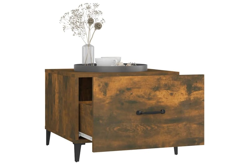 beBasic Sohvapöytä metallijaloilla savutammi 50x50x40 cm - Ruskea - Huonekalut - Pöytä & ruokailuryhmä - Apupöytä & sivupöytä - Lamppupöytä