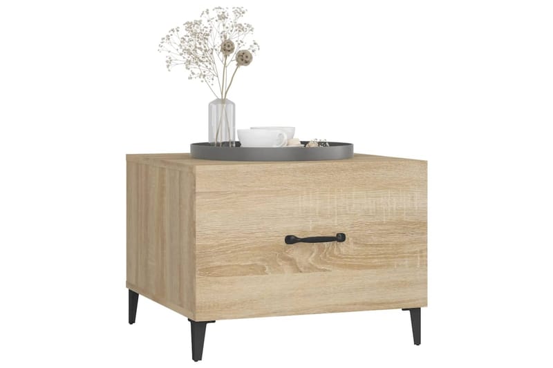 beBasic Sohvapöytä metallijaloilla Sonoma-tammi 50x50x40 cm - Ruskea - Huonekalut - Pöytä & ruokailuryhmä - Apupöytä & sivupöytä - Lamppupöytä