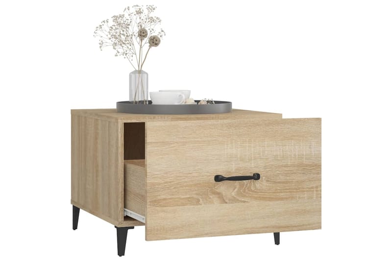 beBasic Sohvapöytä metallijaloilla Sonoma-tammi 50x50x40 cm - Ruskea - Huonekalut - Pöytä & ruokailuryhmä - Apupöytä & sivupöytä - Lamppupöytä