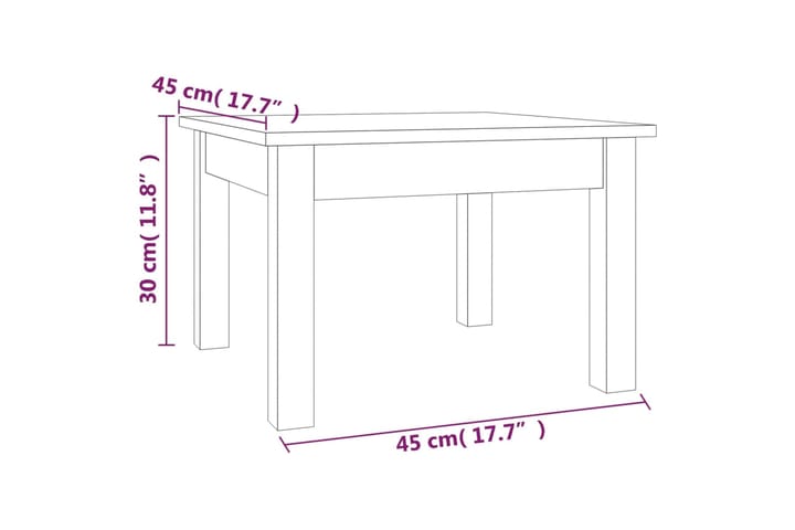 beBasic Sohvapöytä musta 45x45x30 cm täysi mänty - Musta - Lamppupöytä - Tarjotinpöytä & pikkupöytä