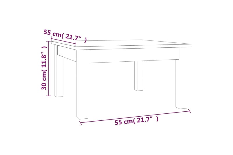 beBasic Sohvapöytä musta 55x55x30 cm täysi mänty - Musta - Lamppupöytä - Tarjotinpöytä & pikkupöytä