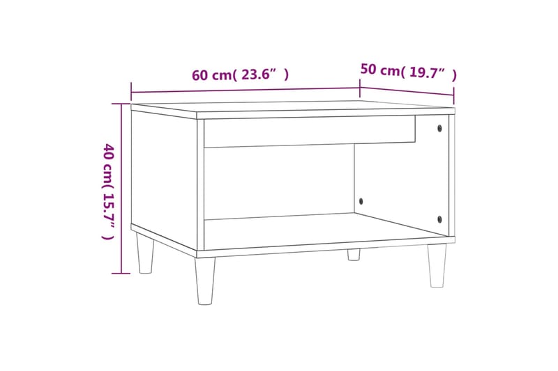 beBasic Sohvapöytä musta 60x40x50 cm tekninen puu - Musta - Lamppupöytä - Tarjotinpöytä & pikkupöytä