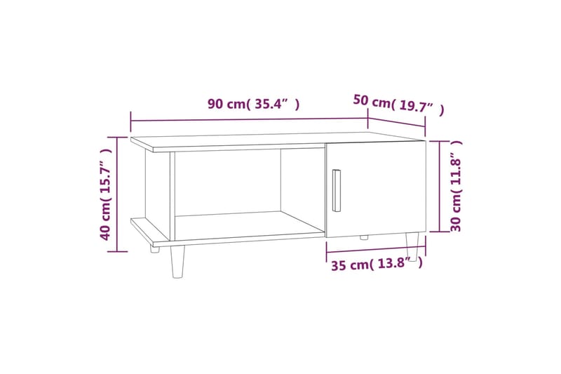 beBasic Sohvapöytä musta 90x50x40 cm tekninen puu - Musta - Huonekalut - Pöytä & ruokailuryhmä - Apupöytä & sivupöytä - Lamppupöytä