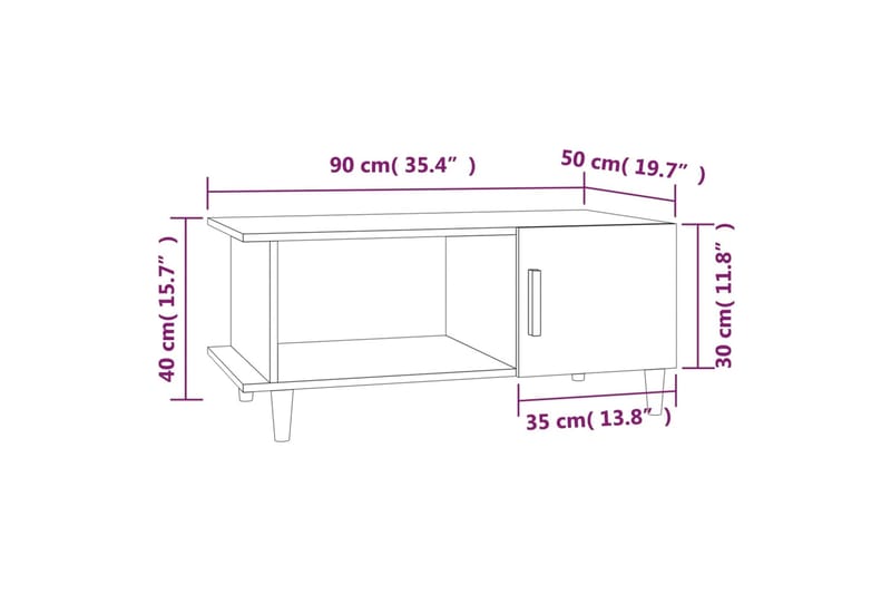 beBasic Sohvapöytä musta 90x50x40 cm tekninen puu - Musta - Lamppupöytä - Tarjotinpöytä & pikkupöytä