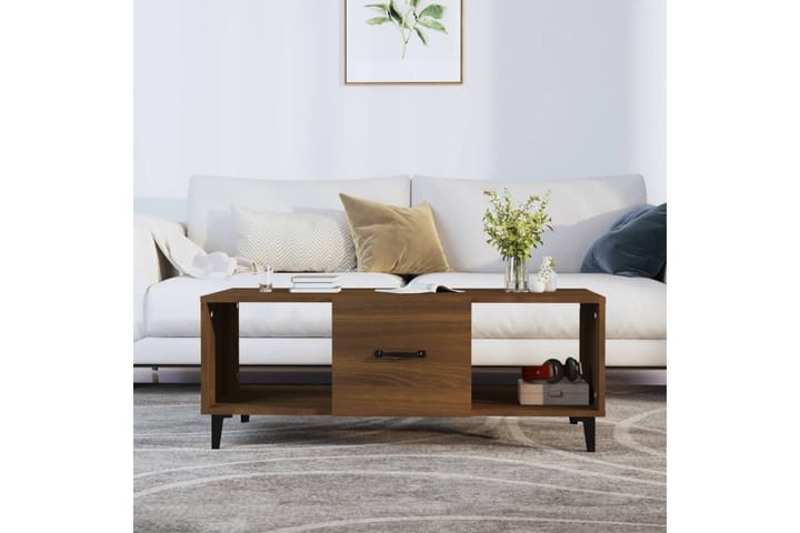 beBasic Sohvapöytä ruskea tammi 102x50x40 cm tekninen puu - Ruskea - Lamppupöytä - Tarjotinpöytä & pikkupöytä