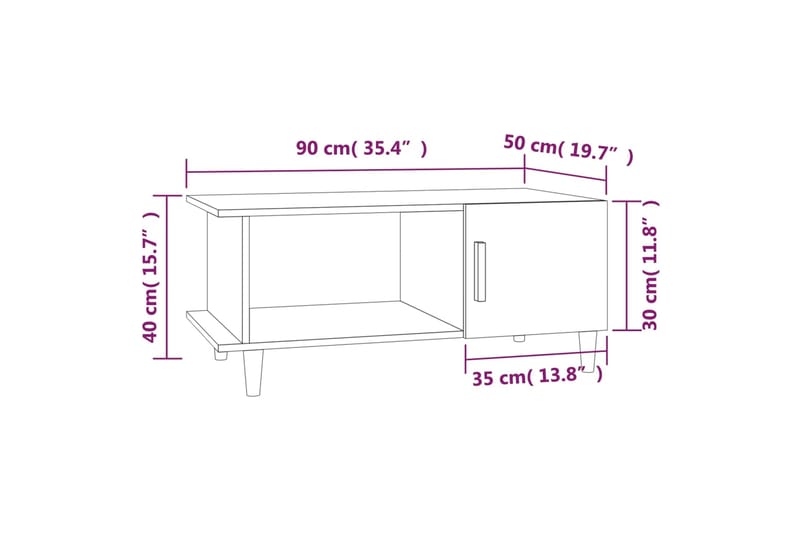 beBasic Sohvapöytä ruskea tammi 90x50x40 cm tekninen puu - Ruskea - Lamppupöytä - Tarjotinpöytä & pikkupöytä