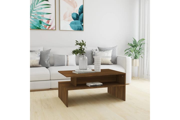 beBasic Sohvapöytä ruskea tammi 90x60x42,5 cm tekninen puu - Ruskea - Lamppupöytä - Tarjotinpöytä & pikkupöytä