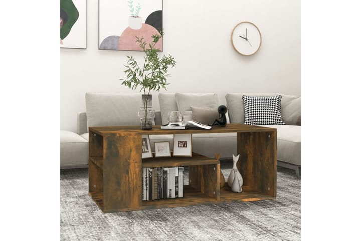 beBasic Sohvapöytä savutammi 100x50x40 cm tekninen puu - Ruskea - Lamppupöytä - Tarjotinpöytä & pikkupöytä