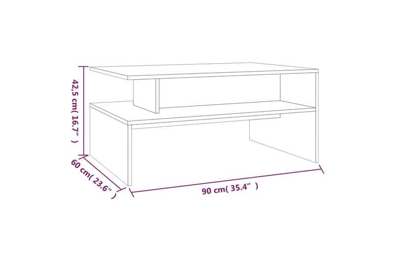 beBasic Sohvapöytä savutammi 90x60x42,5 cm tekninen puu - Ruskea - Huonekalut - Pöytä & ruokailuryhmä - Apupöytä & sivupöytä - Lamppupöytä