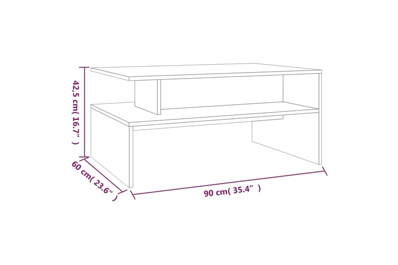 beBasic Sohvapöytä savutammi 90x60x42,5 cm tekninen puu - Ruskea - Lamppupöytä - Tarjotinpöytä & pikkupöytä