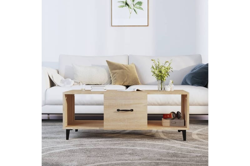 beBasic Sohvapöytä Sonoma-tammi 102x50x40 cm tekninen puu - Ruskea - Huonekalut - Pöytä & ruokailuryhmä - Apupöytä & sivupöytä - Lamppupöytä