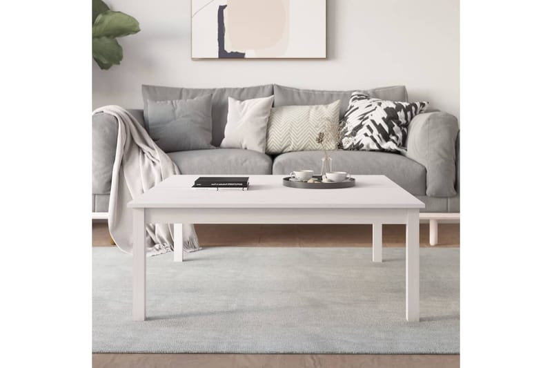 beBasic Sohvapöytä valkoinen 100x100x40 cm täysi mänty - Valkoinen - Huonekalut - Pöytä & ruokailuryhmä - Apupöytä & sivupöytä - Lamppupöytä