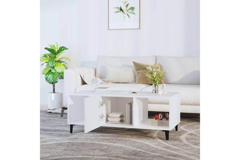 beBasic Sohvapöytä valkoinen 102x50x40 cm tekninen puu - Valkoinen - Huonekalut - Pöytä & ruokailuryhmä - Apupöytä & sivupöytä - Lamppupöytä