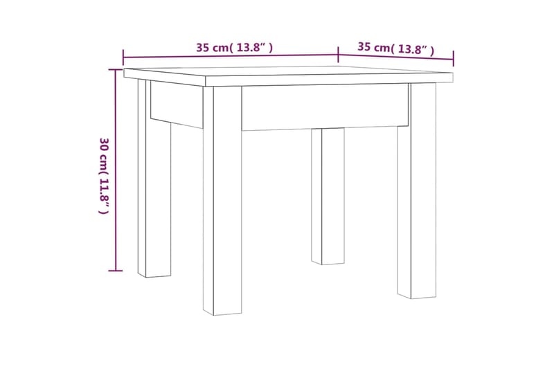 beBasic Sohvapöytä valkoinen 35x35x30 cm täysi mänty - Valkoinen - Lamppupöytä - Tarjotinpöytä & pikkupöytä