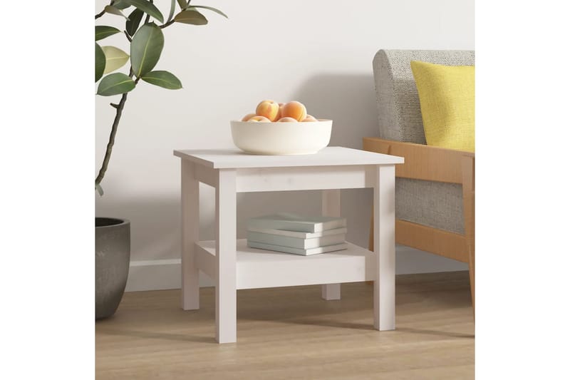 beBasic Sohvapöytä valkoinen 45x45x40 cm täysi mänty - Valkoinen - Huonekalut - Pöytä & ruokailuryhmä - Apupöytä & sivupöytä - Lamppupöytä