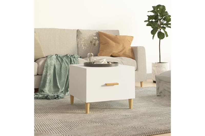 beBasic Sohvapöytä valkoinen 50x50x40 cm tekninen puu - Valkoinen - Huonekalut - Pöytä & ruokailuryhmä - Apupöytä & sivupöytä - Lamppupöytä