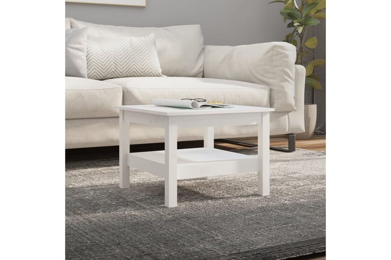 beBasic Sohvapöytä valkoinen 55x55x40 cm täysi mänty - Valkoinen - Huonekalut - Pöytä & ruokailuryhmä - Apupöytä & sivupöytä - Lamppupöytä