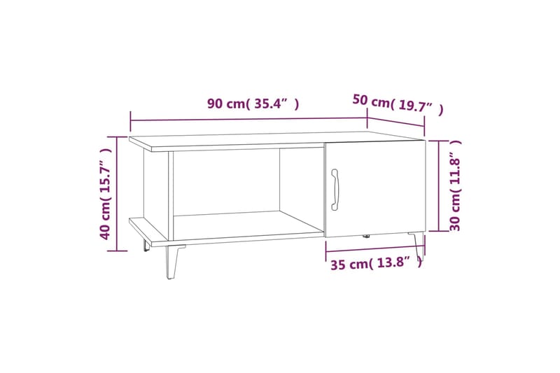 beBasic Sohvapöytä valkoinen 90x50x40 cm tekninen puu - Valkoinen - Huonekalut - Pöytä & ruokailuryhmä - Apupöytä & sivupöytä - Lamppupöytä