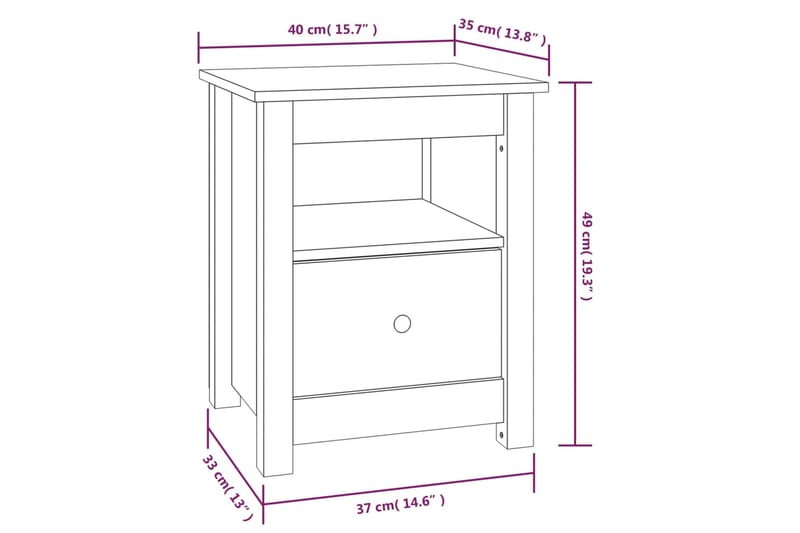 beBasic Yöpöydät 2 kpl 40x35x49 cm täysi mänty - Ruskea - Yöpöytä