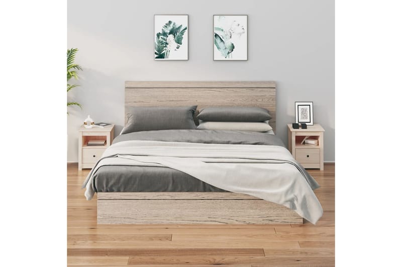 beBasic Yöpöydät 2 kpl 40x35x49 cm täysi mänty - Ruskea - Huonekalut - Pöytä & ruokailuryhmä - Apupöytä & sivupöytä - Yöpöytä