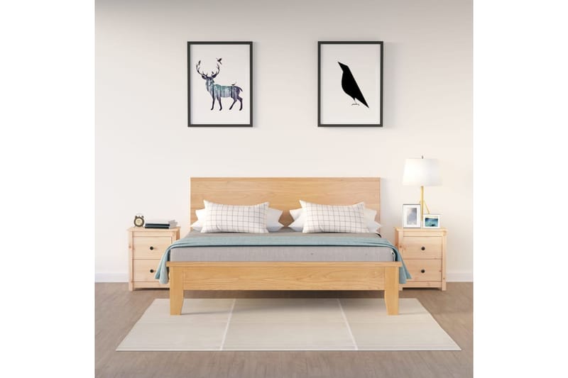 beBasic Yöpöydät 2 kpl 50x35x61,5 cm täysi mänty - Ruskea - Huonekalut - Pöytä & ruokailuryhmä - Apupöytä & sivupöytä - Yöpöytä
