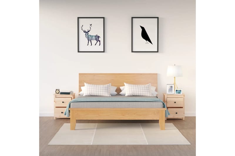 beBasic Yöpöydät 2 kpl 50x35x61,5 cm täysi mänty - Ruskea - Huonekalut - Pöytä & ruokailuryhmä - Apupöytä & sivupöytä - Yöpöytä