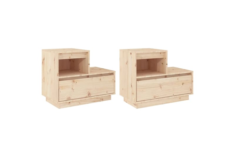 beBasic Yöpöydät 2 kpl 60x34x51 cm täysi mänty - Ruskea - Huonekalut - Pöytä & ruokailuryhmä - Apupöytä & sivupöytä - Yöpöytä