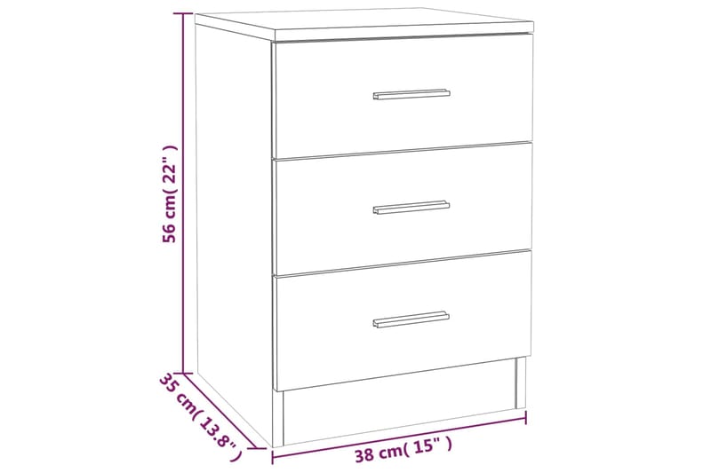 beBasic Yöpöydät 2 kpl harmaa sonoma 38x35x56 cm tekninen puu - Harmaa - Huonekalut - Pöytä & ruokailuryhmä - Apupöytä & sivupöytä - Yöpöytä